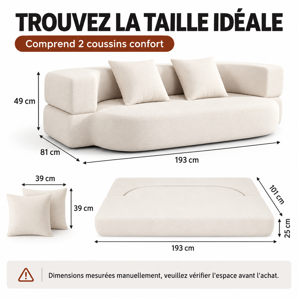 Canapé-lit pliable en tissu