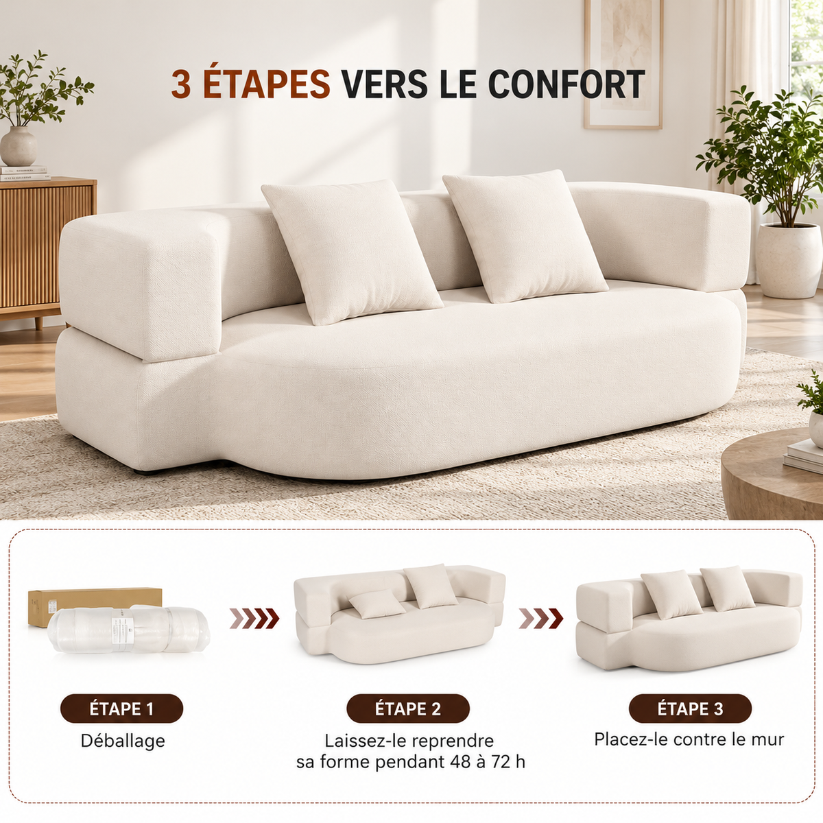 Canapé-lit pliable en tissu