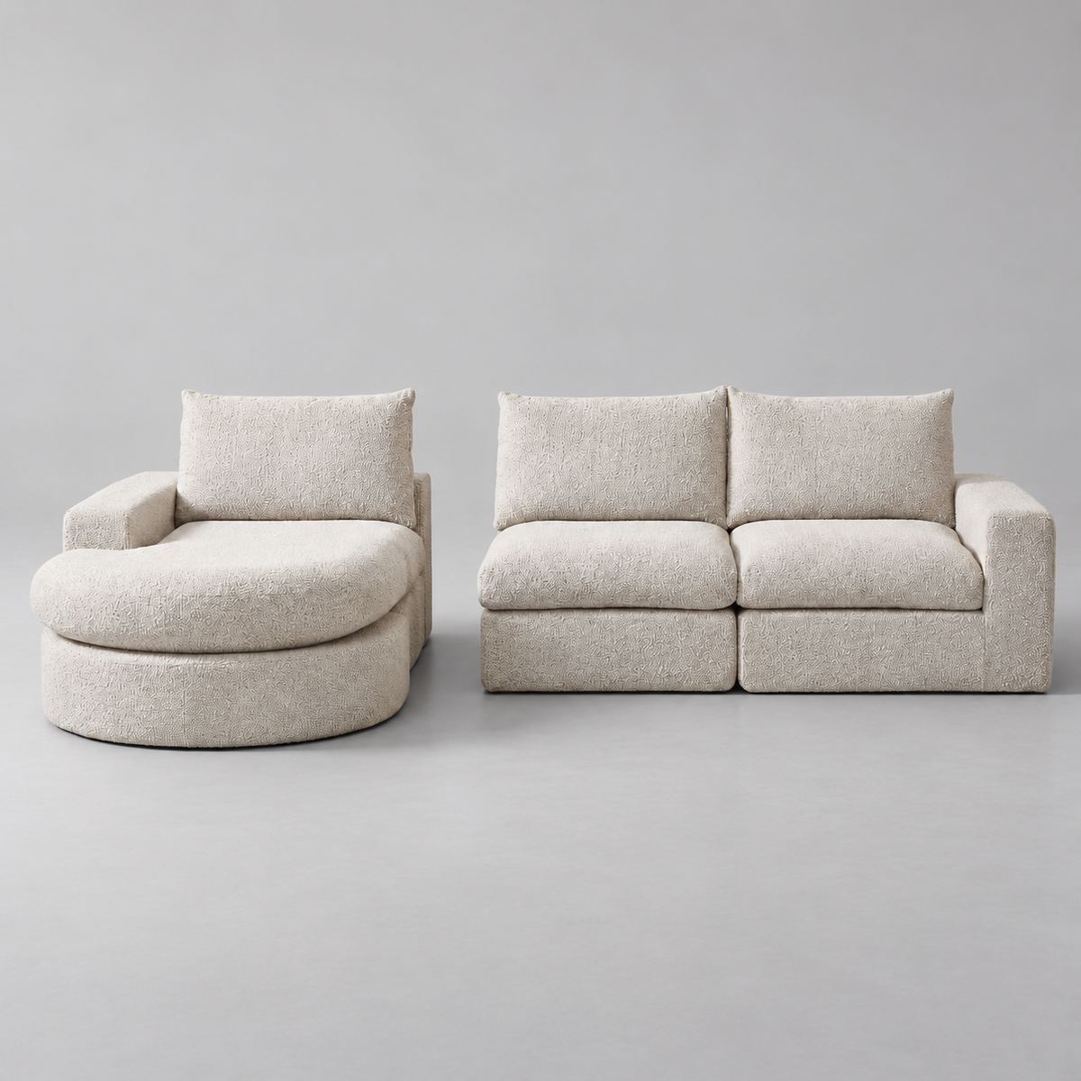 Canapé modulable en chenille avec méridienne réversible