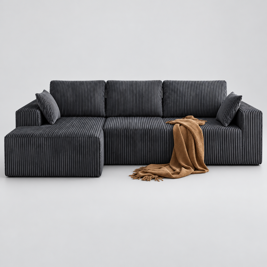 Canapé d’angle modulable en L en velours