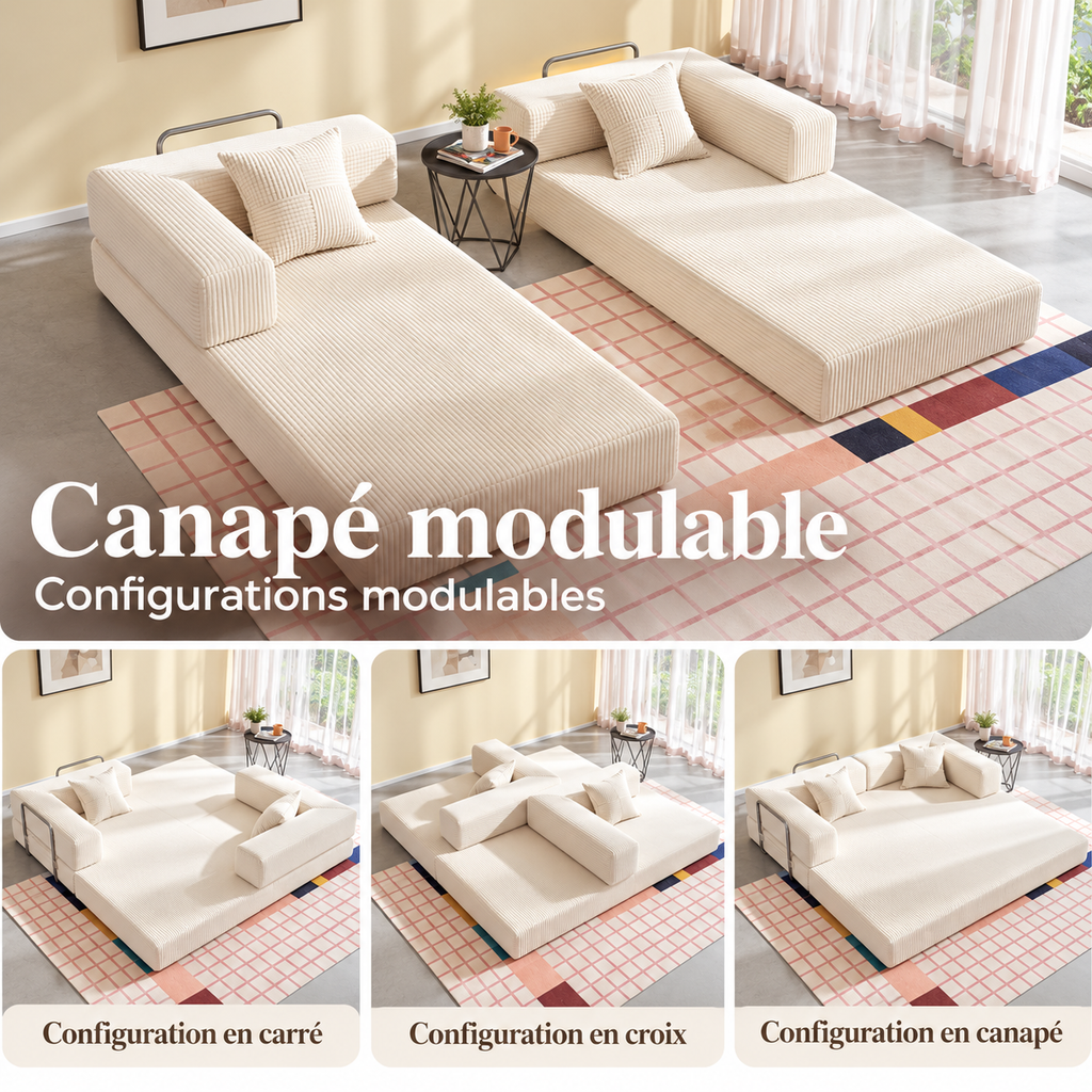 Canapé-lit pliable en velours côtelé